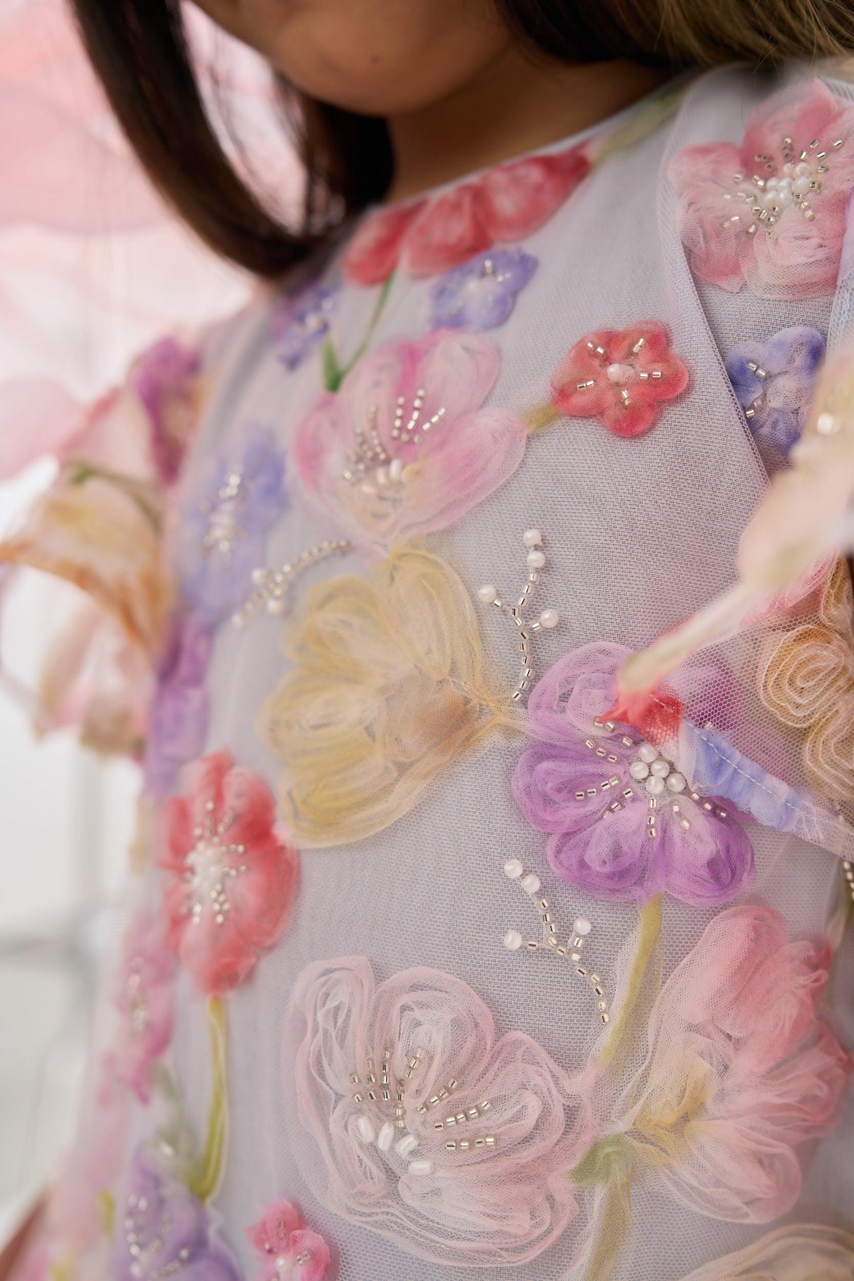 Organza Floral Beaded Dress