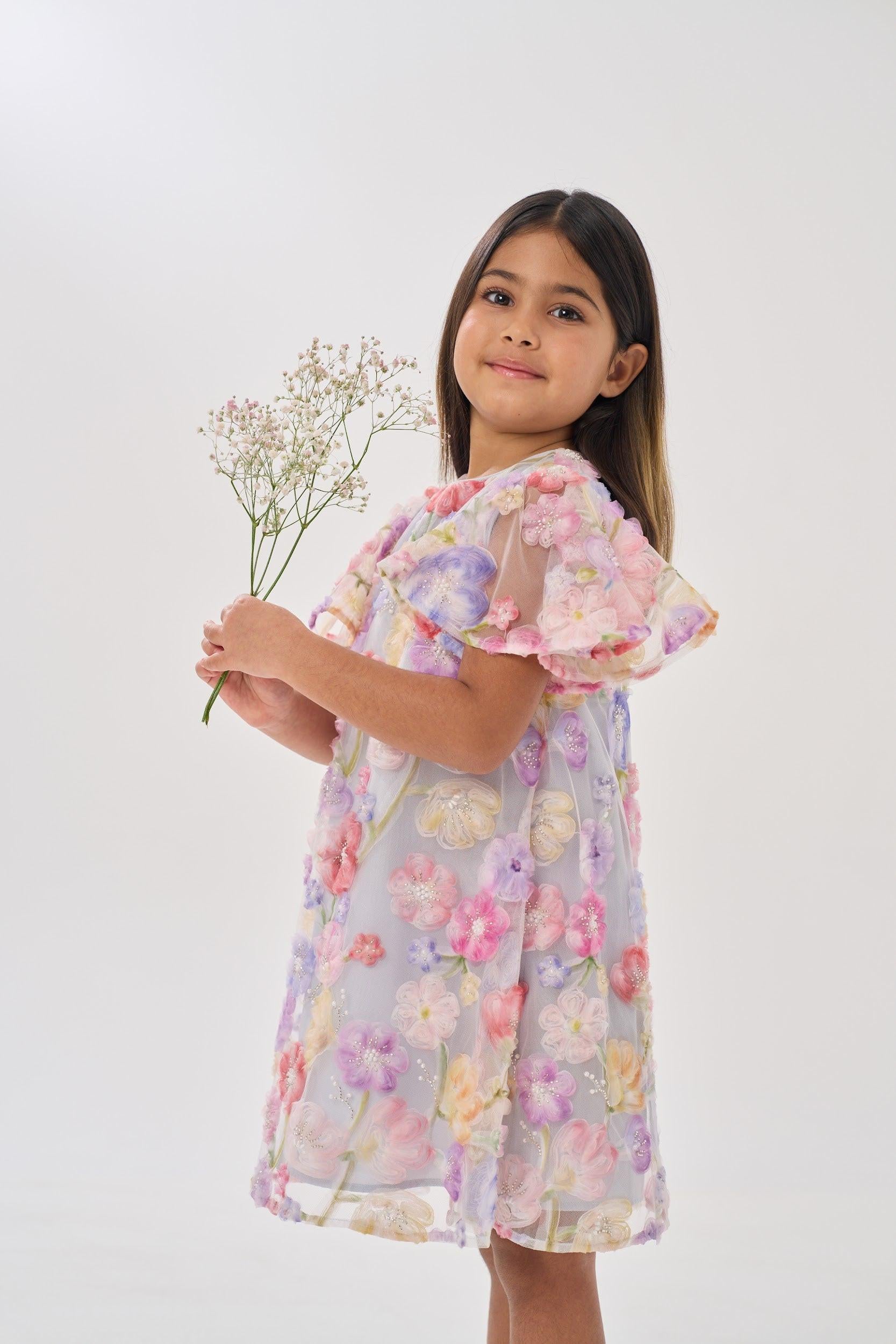 Organza Floral Beaded Dress