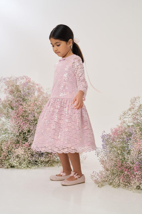 Lace Sequin Bow Dress