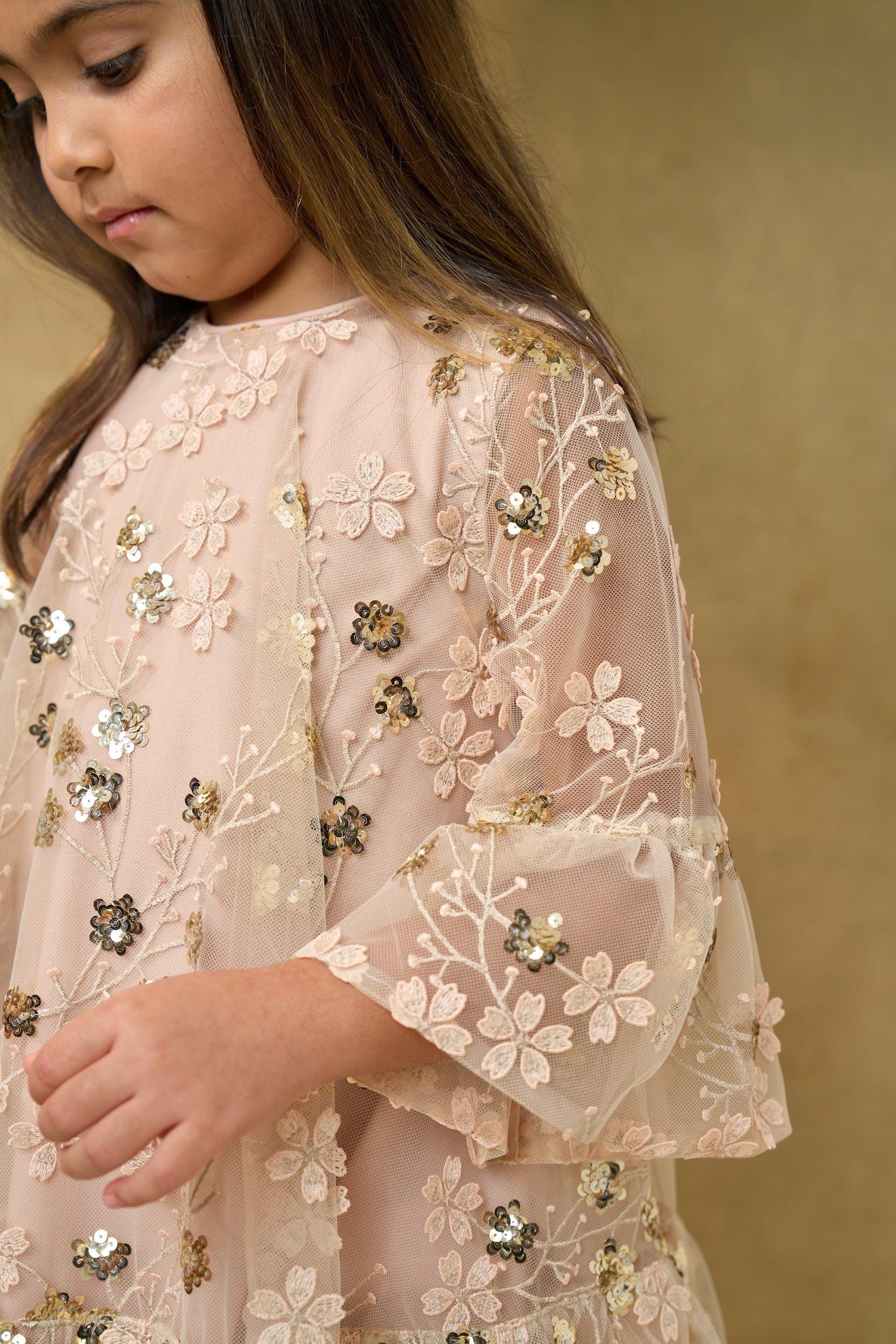 Gold Embroidered Sequin Mesh Dress