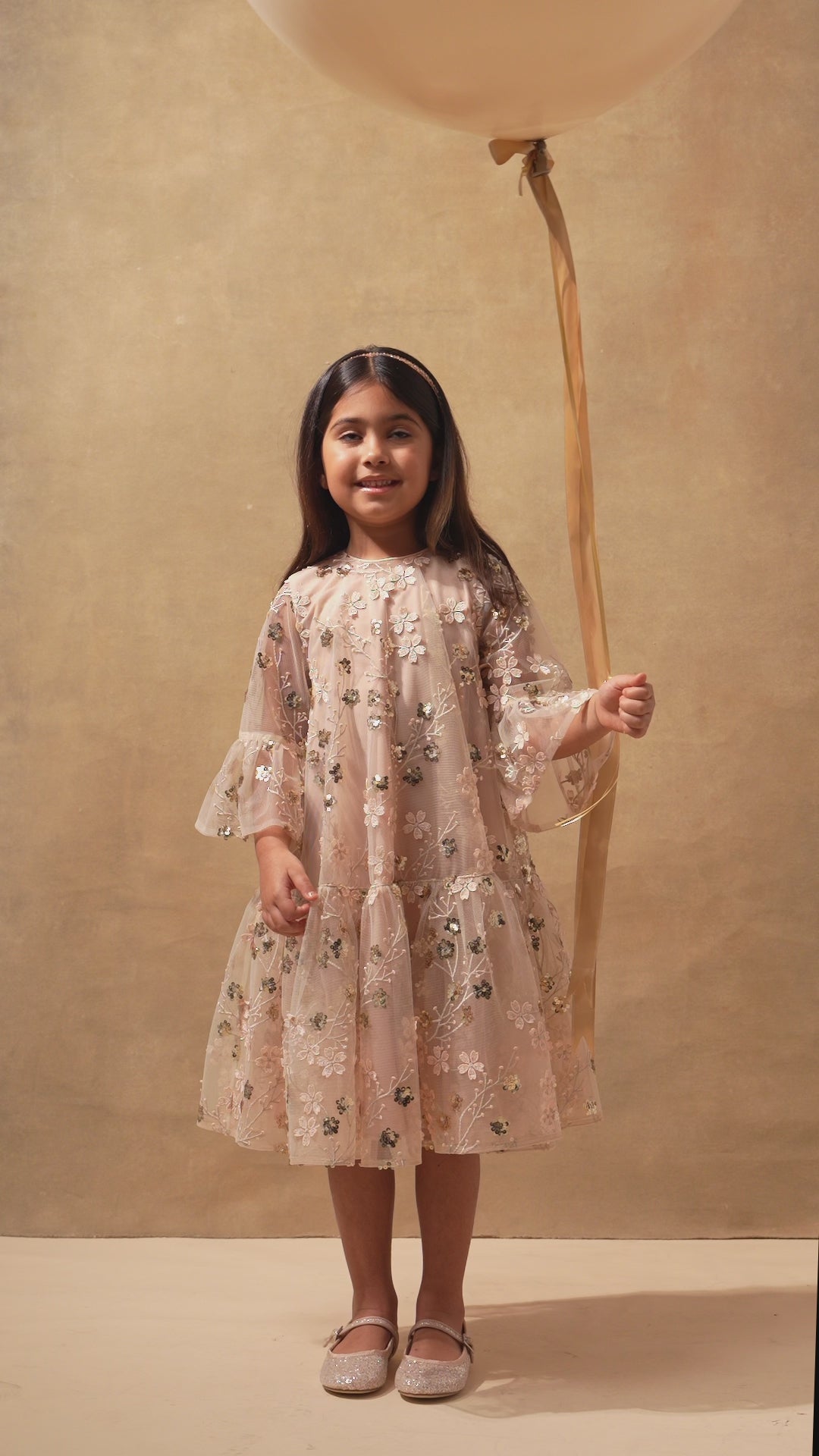 Gold Embroidered Sequin Mesh Dress