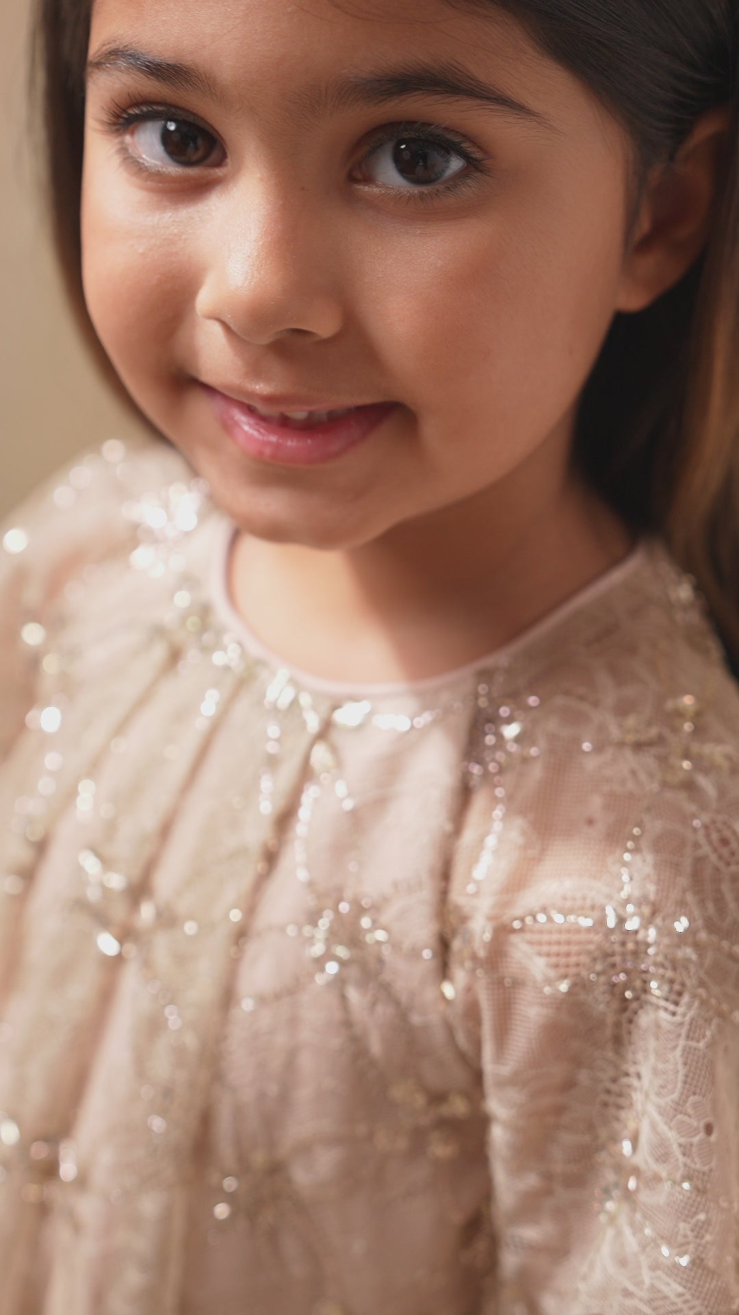 Gold Sequin Lace Mesh Volume Dress